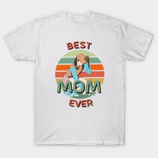 Best Mom Ever Golfing Mom Retro Sunset T-Shirt